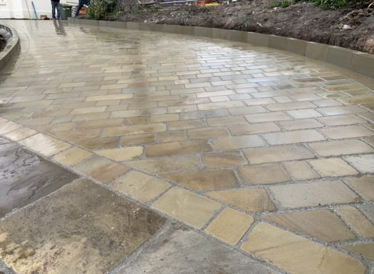Curved Yorkstone Sett Driveway installation in South Liverpool