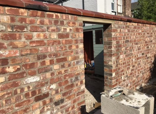 Reclaimed brick wall in Aigburth, Liverpool