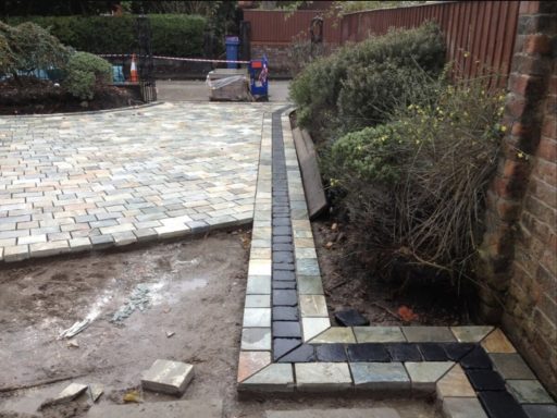 Stone Sett Driveway During Construction in Cressington, South Liverpool