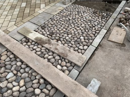 Cobbled Driveway During Construction in Grassendale, Liverpool