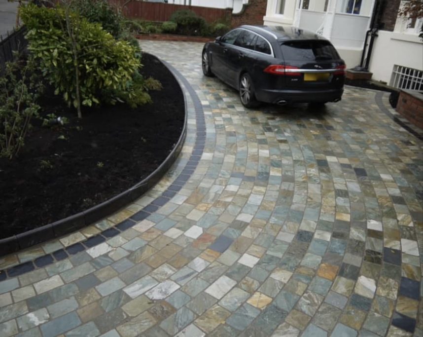 Curved designed driveway in Liverpool