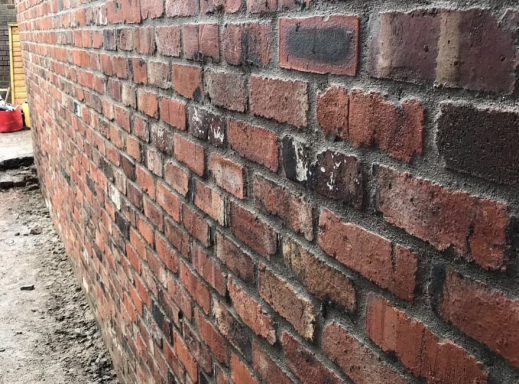 Newly Built Reclaimed Brick Boundary Wall in Allerton, Liverpool